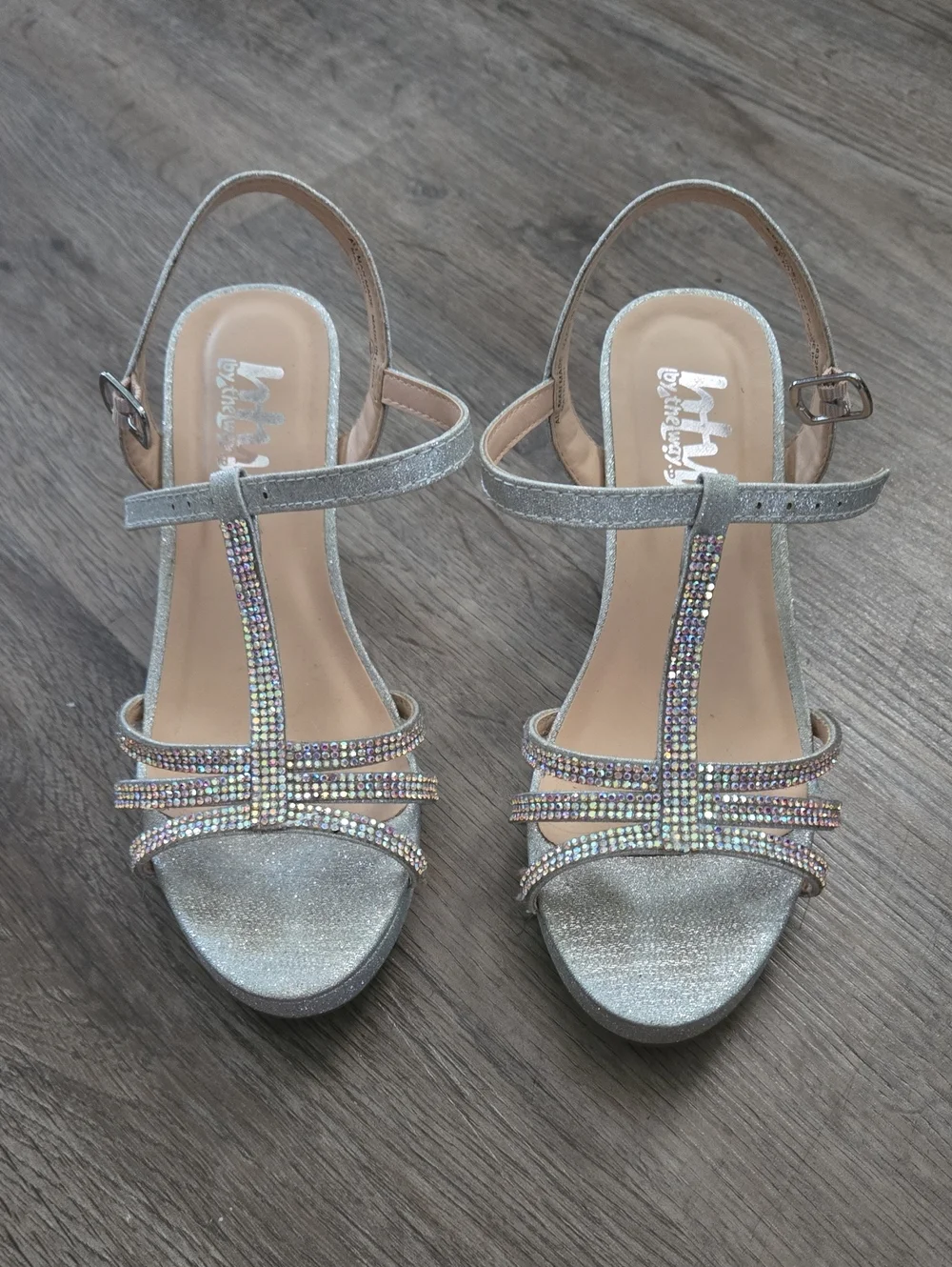 Girls Size 2 Silver Rhinestone Heels